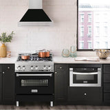 30'' Stainless Steel Range Hood with Black Matte Shell and Stainless Steel Handle