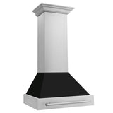 Z-Line - 30'' Stainless Steel Range Hood with Black Matte Shell and Stainless Steel Handle - Stainless Steel