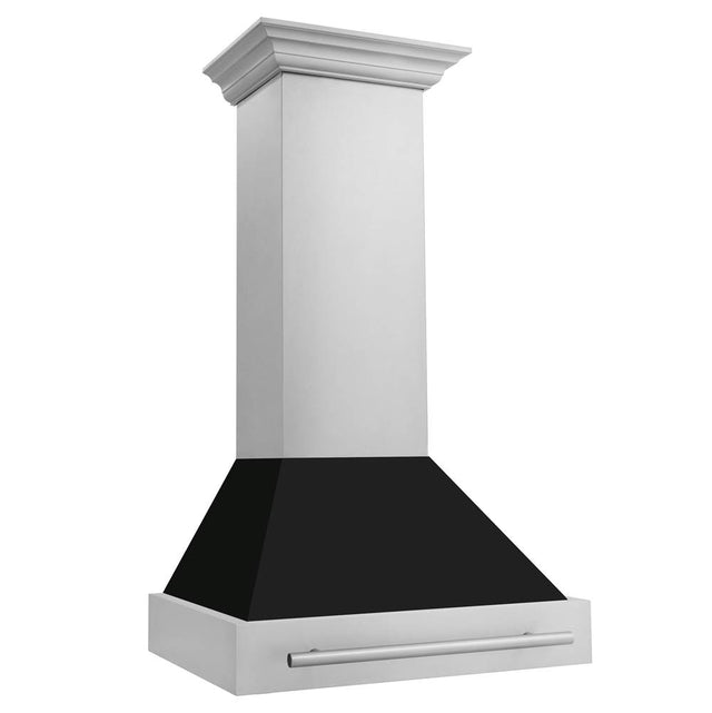 Z-Line - 30'' Stainless Steel Range Hood with Black Matte Shell and Stainless Steel Handle - Stainless Steel