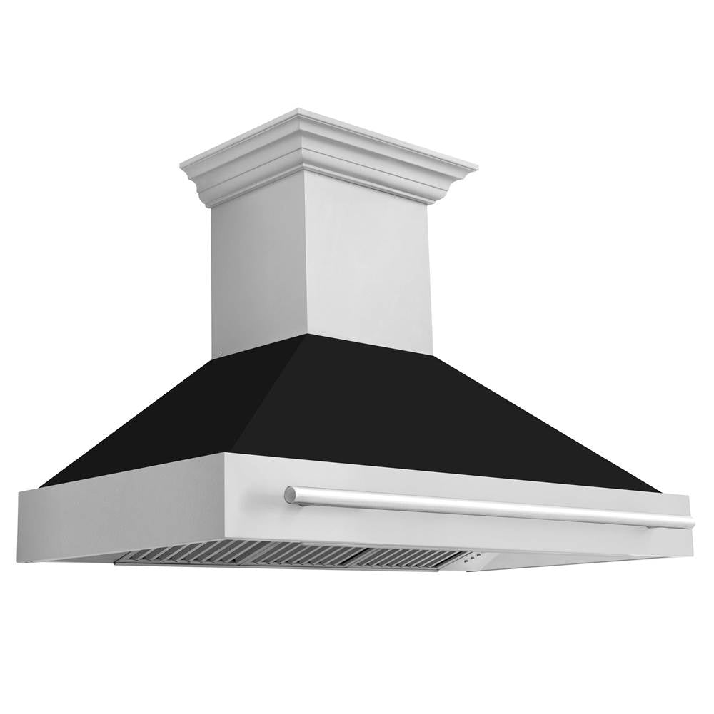 48'' Stainless Steel Range Hood with Black Matte Shell and Stainless Steel Handle