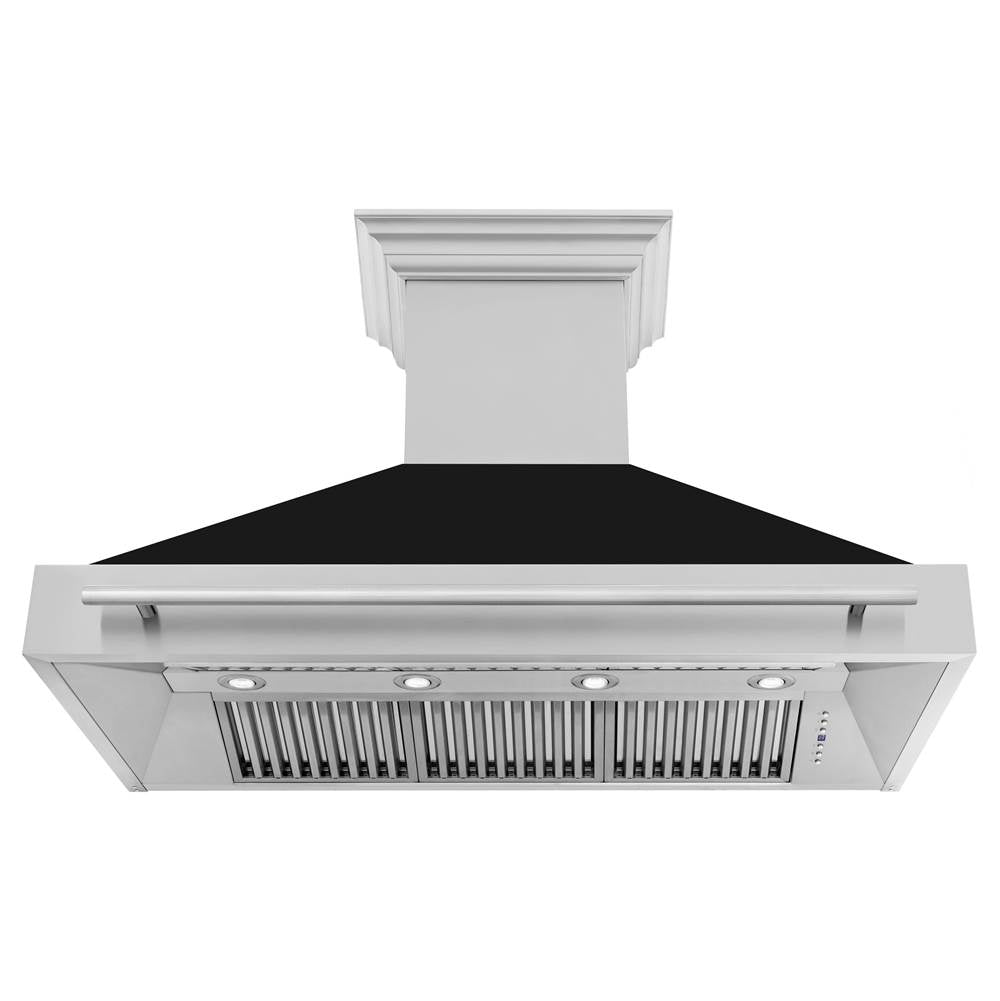 48'' Stainless Steel Range Hood with Black Matte Shell and Stainless Steel Handle
