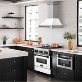 30'' Autograph Edition Stainless Steel Range Hood with White Matte Shell and Champagne Bronze Handle