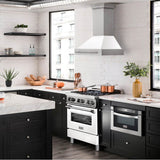 30'' Stainless Steel Range Hood with White Matte Shell and Stainless Steel Handle