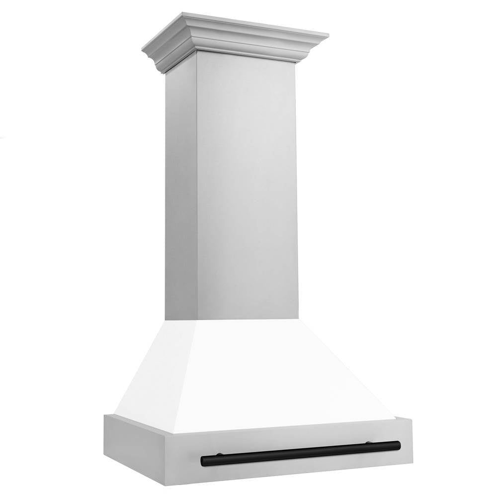 30'' Autograph Edition Stainless Steel Range Hood with White Matte Shell and Champagne Bronze Handle