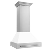 Z-Line - 30'' Stainless Steel Range Hood with White Matte Shell and Stainless Steel Handle - Stainless Steel