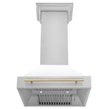 30'' Autograph Edition Stainless Steel Range Hood with White Matte Shell and Champagne Bronze Handle