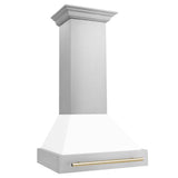 30'' Autograph Edition Stainless Steel Range Hood with White Matte Shell and Champagne Bronze Handle