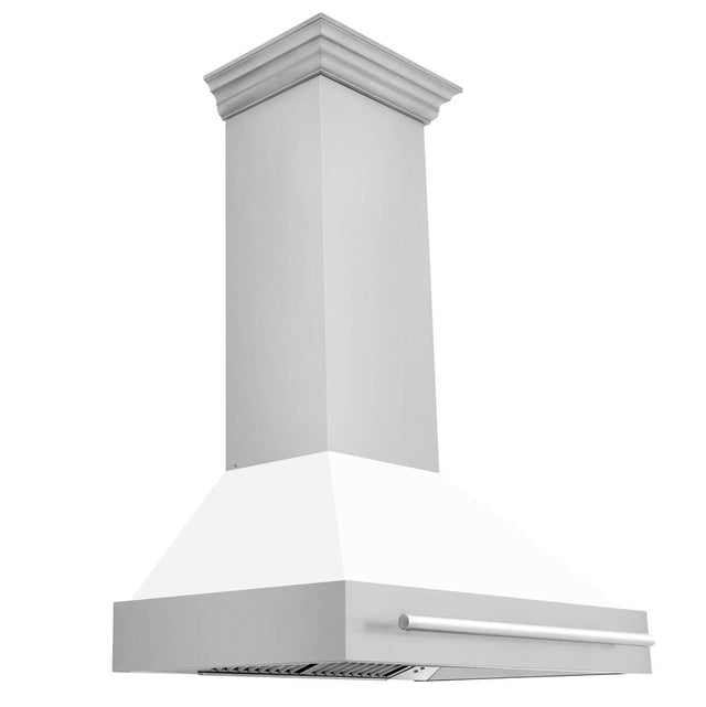 Z-Line - 36'' Stainless Steel Range Hood with White Matte Shell and Stainless Steel Handle - Stainless Steel