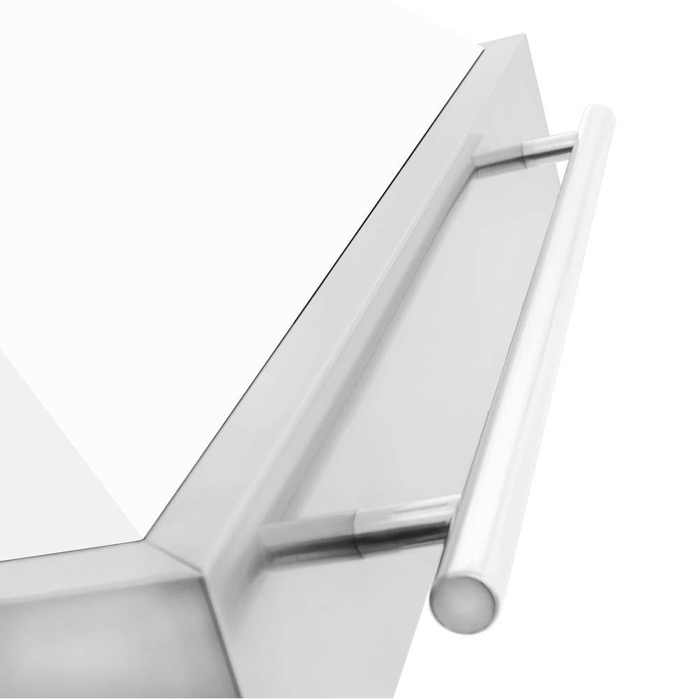 48'' Stainless Steel Range Hood with White Matte Shell and Stainless Steel Handle