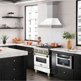 30'' Autograph Edition Stainless Steel Range Hood with White Matte Shell and Champagne Bronze Handle