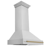 Z-Line - 36'' Autograph Edition Stainless Steel Range Hood with Stainless Steel Shell and Champagne Bronze Handle - Champagne Bronze