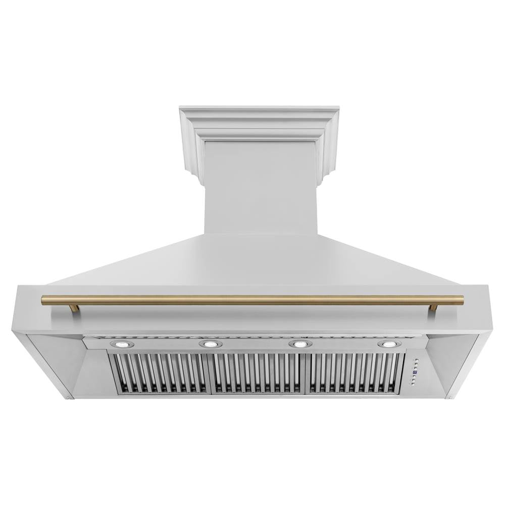 48''  Autograph Edition Stainless Steel Range Hood with Stainless Steel Shell and Champagne Bronze Handle