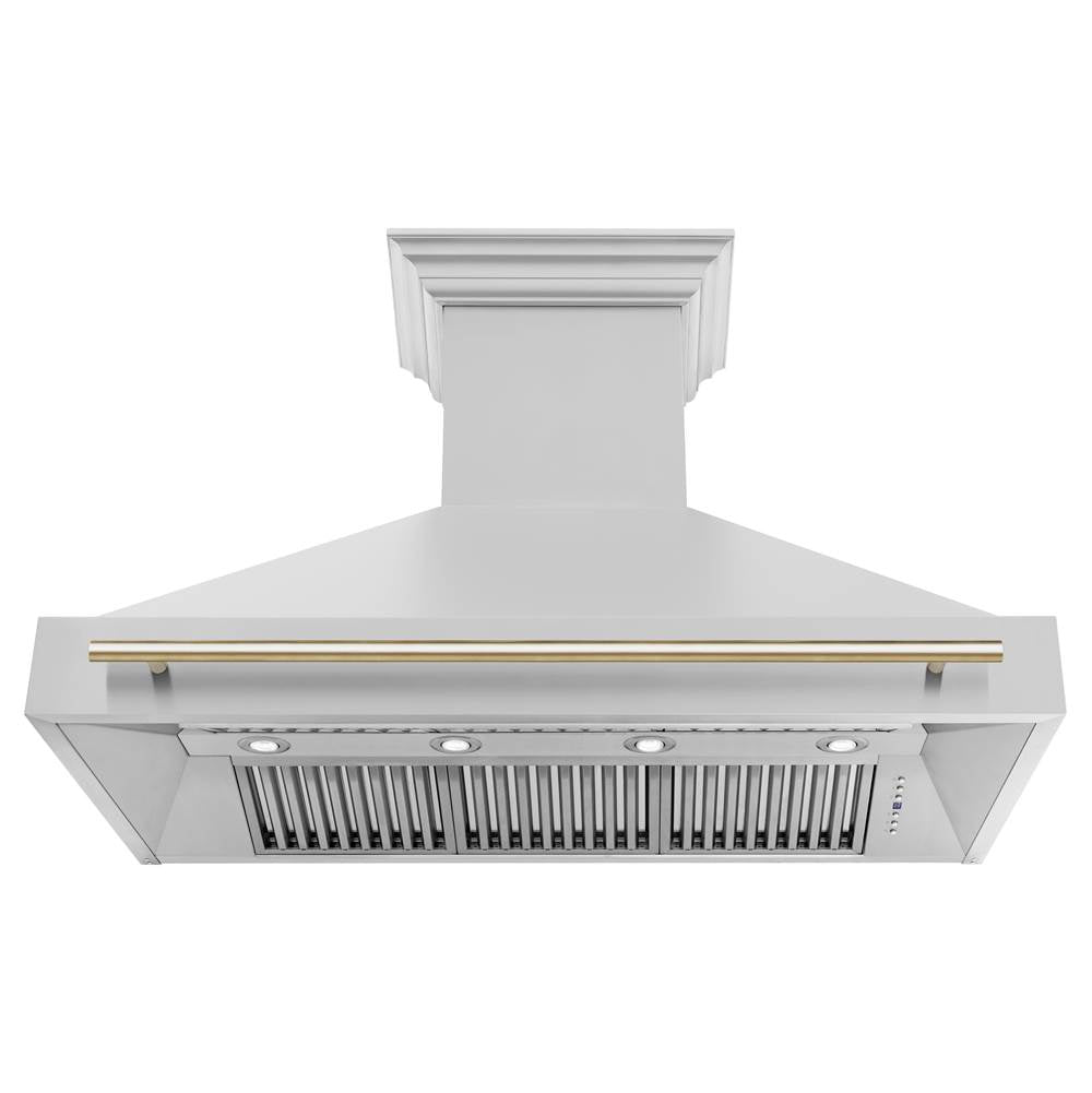 48''  Autograph Edition Stainless Steel Range Hood with Stainless Steel Shell and Champagne Bronze Handle