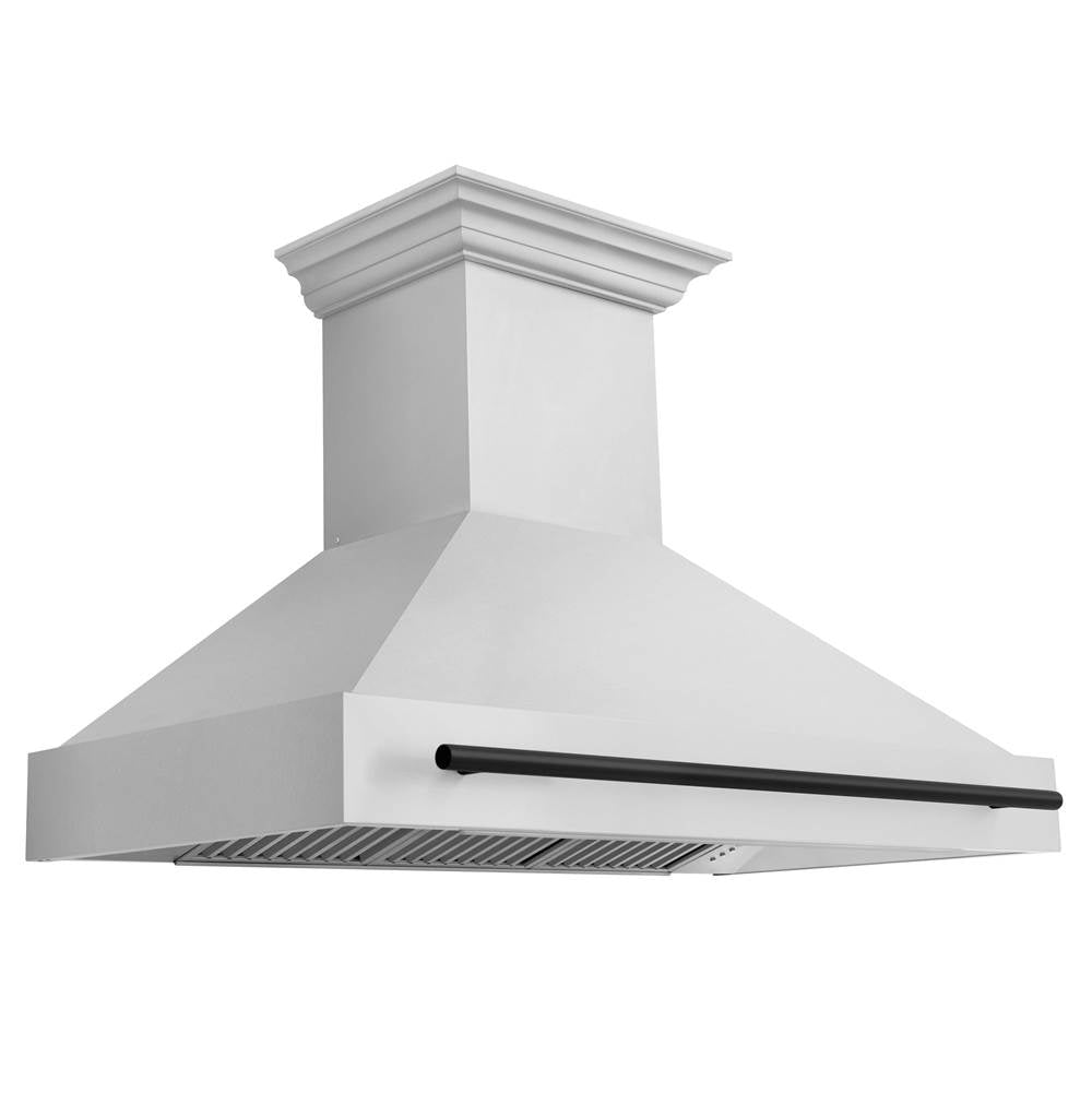 Z-Line - 48'' Autograph Edition Stainless Steel Range Hood with Stainless Steel Shell and Matte Black Handle - Matte Black