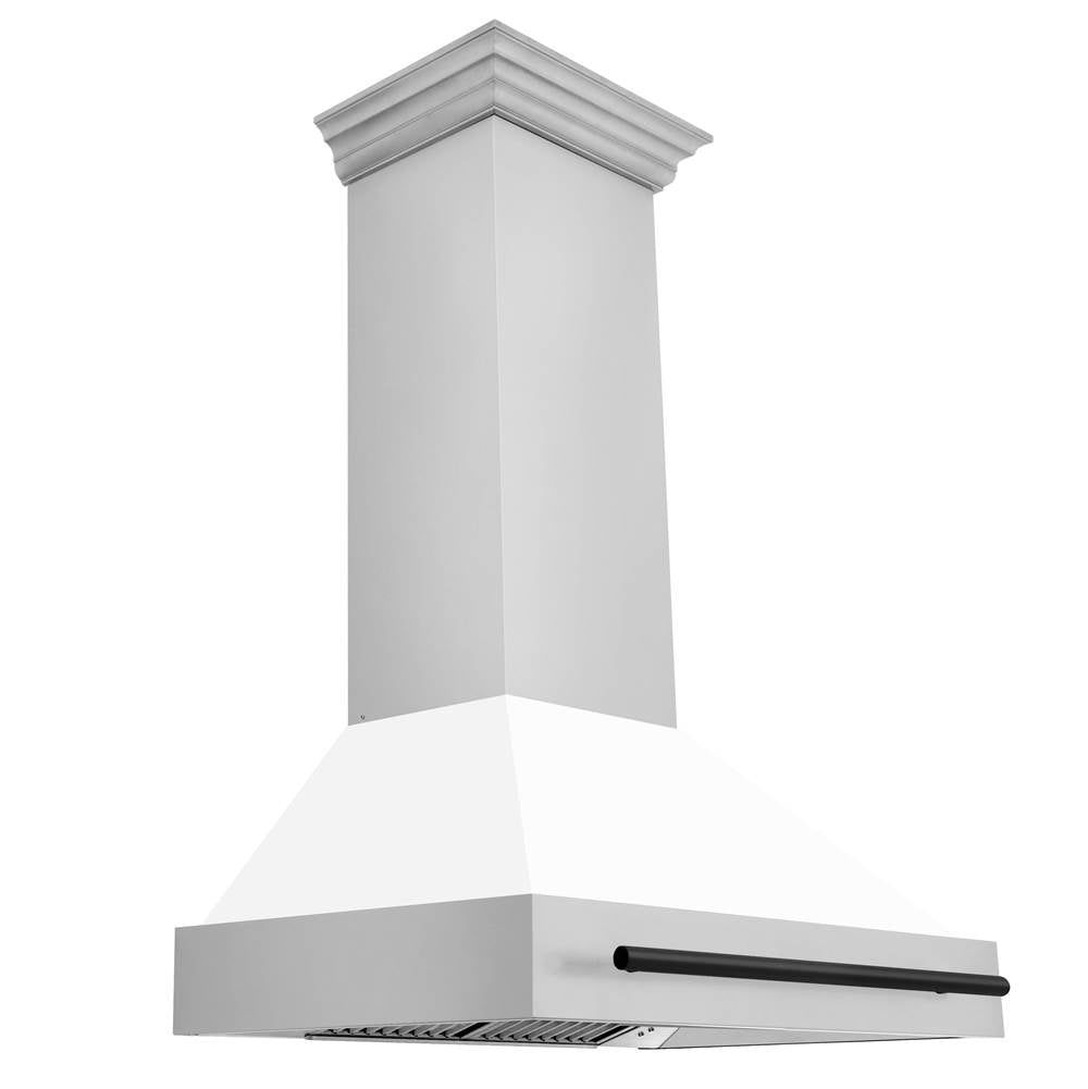 Z-Line - 36'' Autograph Edition Stainless Steel Range Hood with White Matte Shell and Matte Black Handle - Matte Black