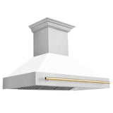 Z-Line - 48'' Autograph Edition Stainless Steel Range Hood with White Matte Shell and Gold Handle - Gold