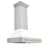 Z-Line - 36'' Autograph Edition Stainless Steel Range Hood with White Matte Shell and Gold Handle - Gold