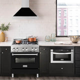 30'' Stainless Steel Range Hood with Black Matte Shell and Stainless Steel Handle