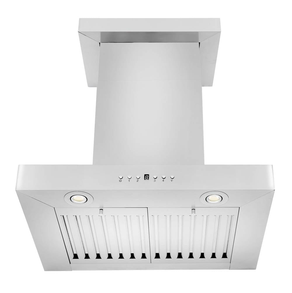 Convertible Vent Wall Mount Range Hood in Stainless Steel with Crown Molding (KECRN)