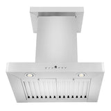 Convertible Vent Wall Mount Range Hood in Stainless Steel with Crown Molding (KECRN)