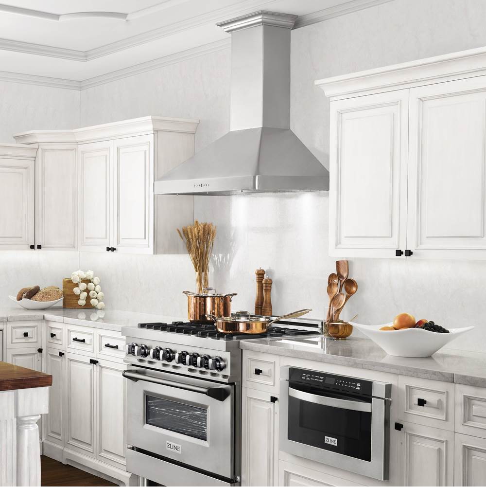 36'' Wall Mount Range Hood in Stainless Steel with Built-in CrownSound Bluetooth Speakers