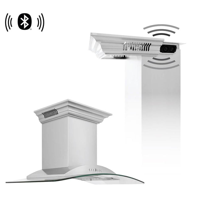 Z-Line - Wall Mount Range Hood in Stainless Steel with Built-in CrownSound Bluetooth Speakers (KNCRN-BT)