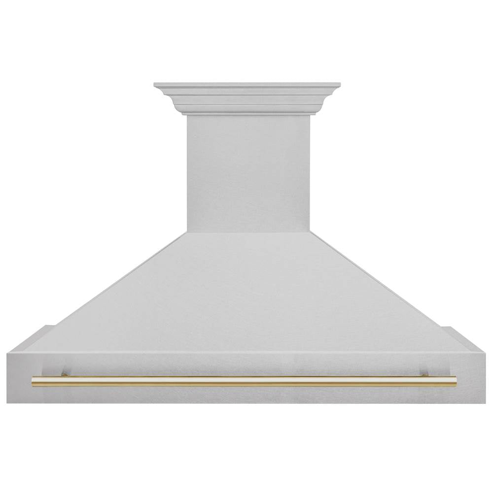 48'' Autograph Edition DuraSnow Stainless Steel Range Hood with DuraSnow Stainless Steel Shell and Champagne Bronze Handle
