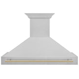 48'' Autograph Edition DuraSnow Stainless Steel Range Hood with DuraSnow Stainless Steel Shell and Champagne Bronze Handle