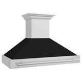 Z-Line - 48'' Stainless Steel Range Hood with Black Matte Shell and Stainless Steel Handle - Stainless Steel