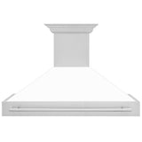 48'' Stainless Steel Range Hood with White Matte Shell and Stainless Steel Handle