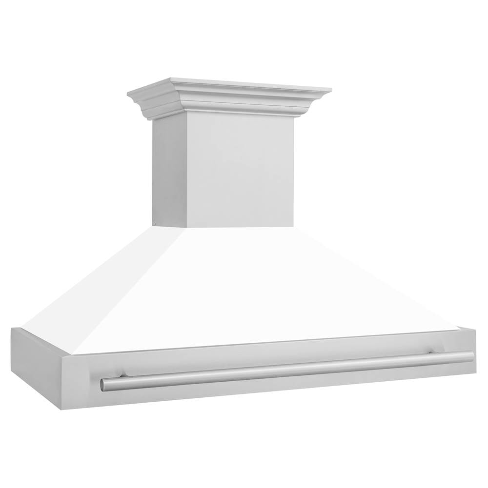 Z-Line - 48'' Stainless Steel Range Hood with White Matte Shell and Stainless Steel Handle - Stainless Steel