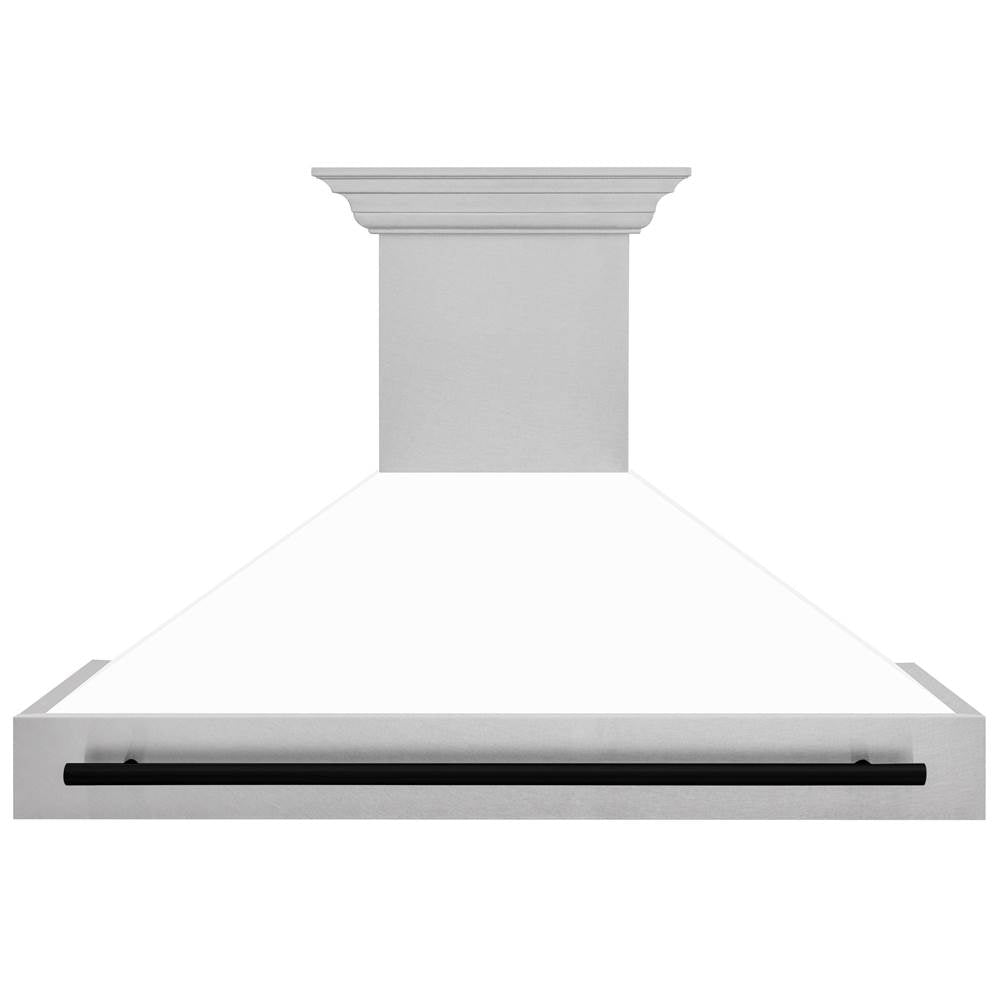 48'' Autograph Edition DuraSnow Stainless Steel Range Hood with White Matte Shell and Champagne Bronze Handle