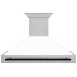 48'' Autograph Edition DuraSnow Stainless Steel Range Hood with White Matte Shell and Champagne Bronze Handle