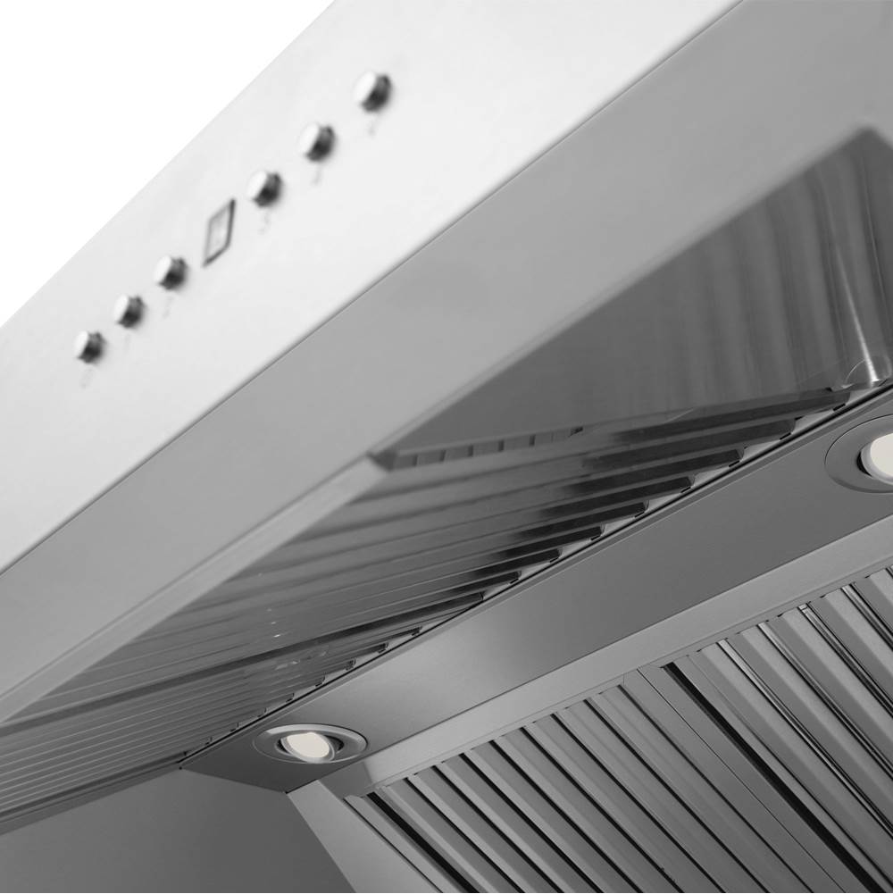 60'' Professional Wall Mount Range Hood in Stainless Steel with Built-in CrownSound Bluetooth Speakers