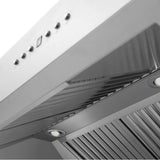 60'' Professional Wall Mount Range Hood in Stainless Steel with Built-in CrownSound Bluetooth Speakers