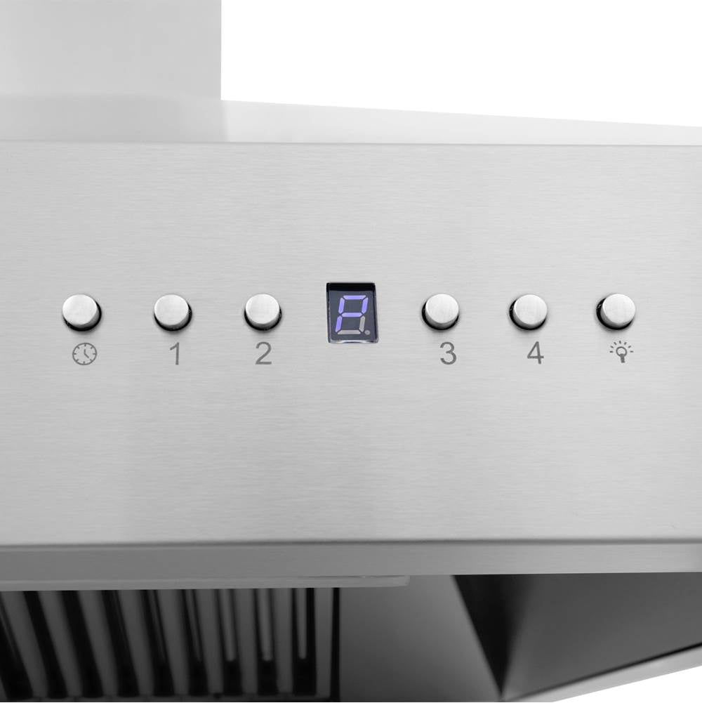 60'' Professional Wall Mount Range Hood in Stainless Steel with Built-in CrownSound Bluetooth Speakers