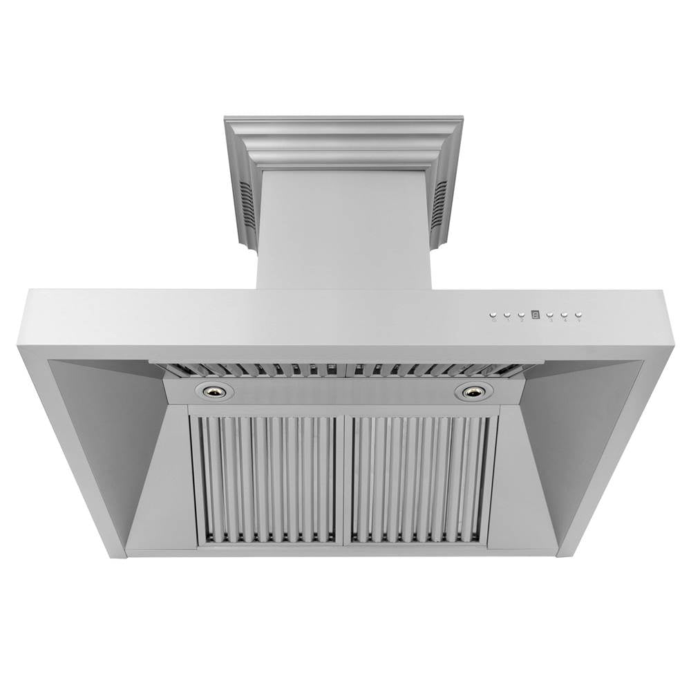 Z-Line - 54'' Professional Wall Mount Range Hood in Stainless Steel with Built-in CrownSound Bluetooth Speakers