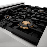 30'' 4.0 cu. ft. Electric Oven and Gas Cooktop Dual Fuel Range with Griddle and Brass Burners in Fingerprint Resistant Stainless