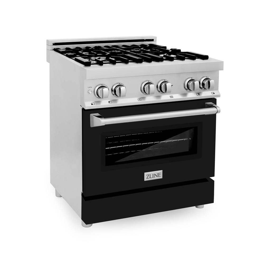 Z-Line - 30'' Professional Dual Fuel Range with Black Matte Door - Black Matte