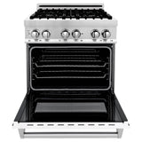 30'' 4.0 cu. ft. Electric Oven and Gas Cooktop Dual Fuel Range with Griddle and White Matte Door in Stainless Steel