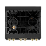 Autograph Edition 30'' 4.0 cu.' Dual Fuel Range with Gas Stove and Electric Oven in Black Stainless Steel with Champagne Bronze Accents