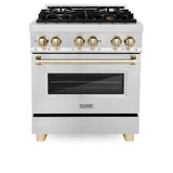 Autograph Edition 30'' 4.0 cu.' Dual Fuel Range with Gas Stove and Electric Oven in DuraSnow Stainless Steel with Champagne Bronze Accents