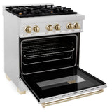 Autograph Edition 30'' 4.0 cu.' Dual Fuel Range with Gas Stove and Electric Oven in DuraSnow Stainless Steel with Champagne Bronze Accents