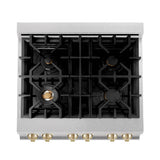 Autograph Edition 30'' 4.0 cu.' Dual Fuel Range with Gas Stove and Electric Oven in DuraSnow Stainless Steel with Champagne Bronze Accents