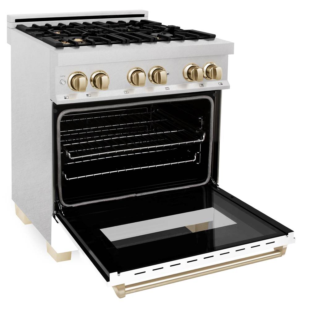 Autograph Edition 30'' 4.0 cu.' Dual Fuel Range with Gas Stove and Electric Oven in DuraSnow Stainless Steel with WM Door and CB Accents