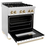 Autograph Edition 30'' 4.0 cu.' Dual Fuel Range with Gas Stove and Electric Oven in DuraSnow Stainless Steel with WM Door and CB Accents