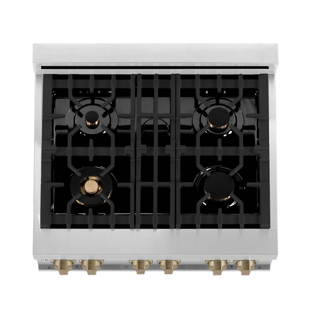 Autograph Edition 30'' 4.0 cu.' Dual Fuel Range with Gas Stove and Electric Oven in Stainless Steel with White Matte Door and CB Accents