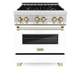 Autograph Edition 30'' 4.0 cu.' Dual Fuel Range with Gas Stove and Electric Oven in Stainless Steel with White Matte Door and CB Accents