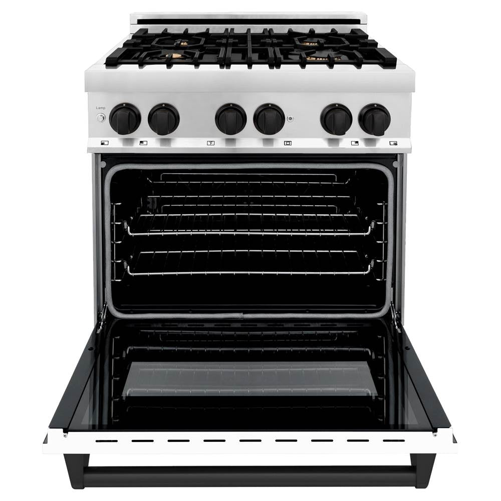 Autograph Edition 30'' 4.0 cu.' Dual Fuel Range with Gas Stove and Electric Oven in Stainless Steel with White Matte Door and CB Accents