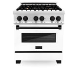 Autograph Edition 30'' 4.0 cu.' Dual Fuel Range with Gas Stove and Electric Oven in Stainless Steel with White Matte Door and CB Accents